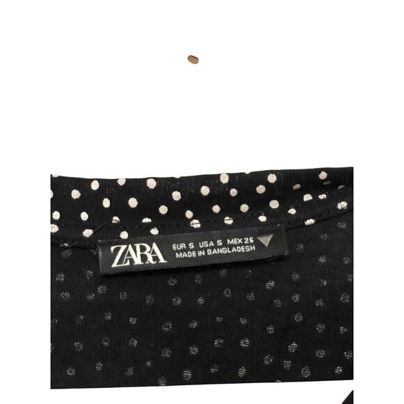 Zara Polka Dot Tiered Midi Dress Women‎ Size Small Black White Boho Flowy Cotton - Picture 5 of 8